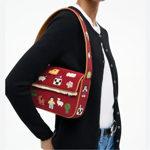 NWT STAUD Tommy Beaded Bag, Town Folk - Picture 2 of 4